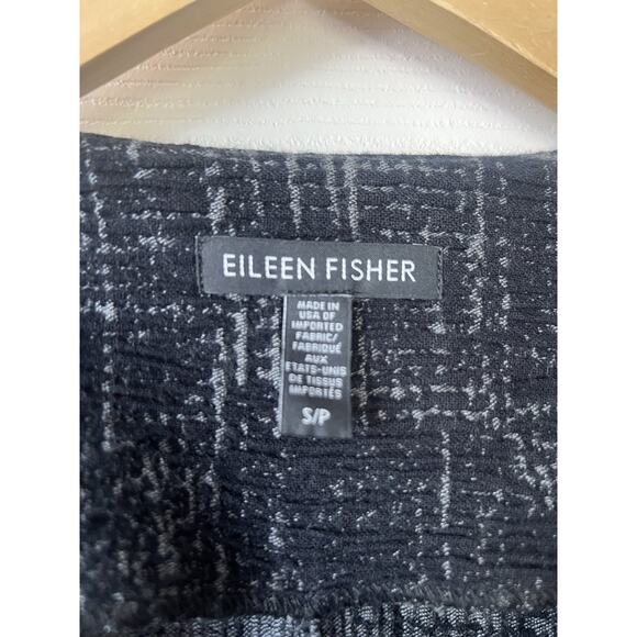 Eileen Fisher Organic Cotton Tencel Textured Open Jacket Small Black / Gray - Picture 3 of 7